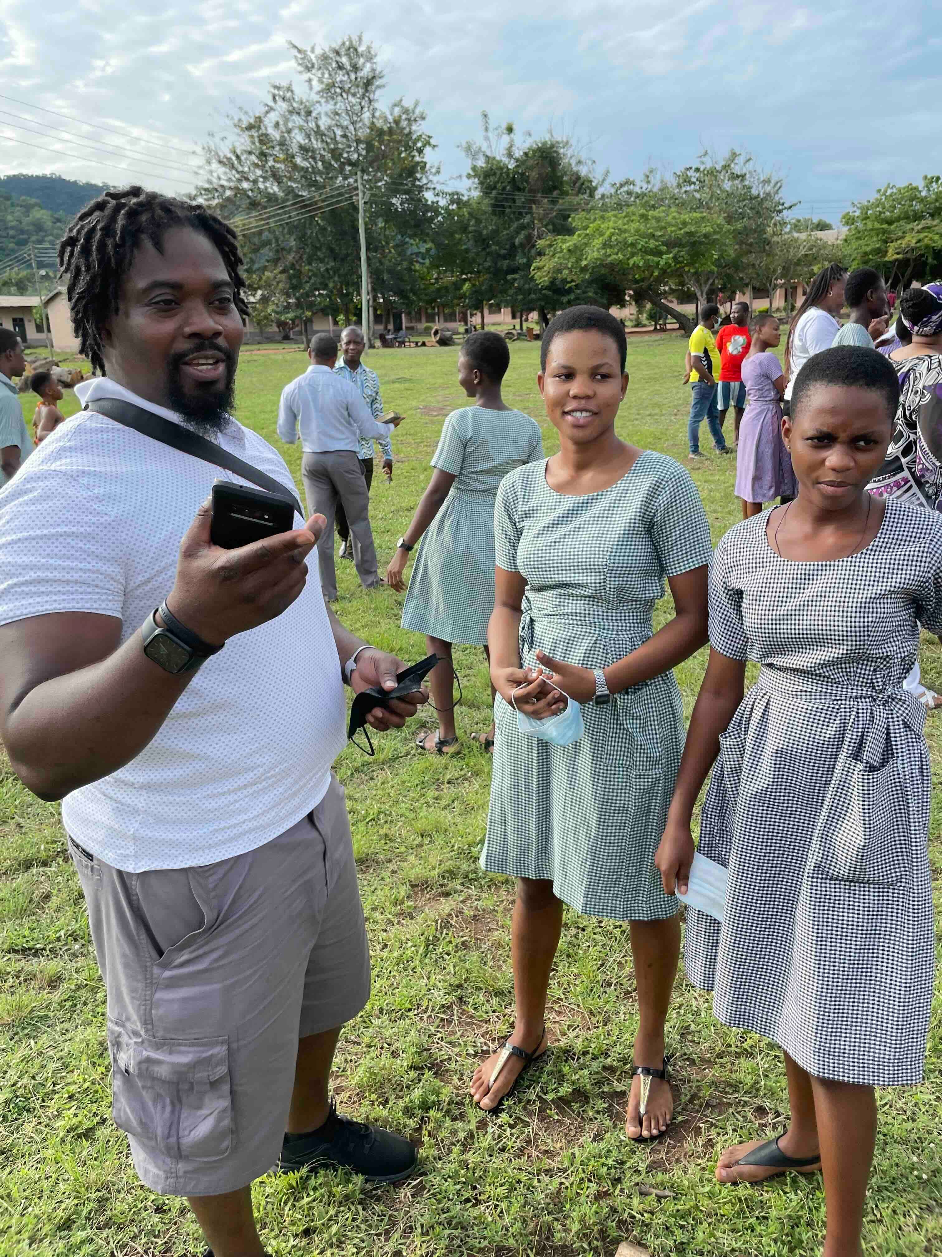 Students interacting at the project site